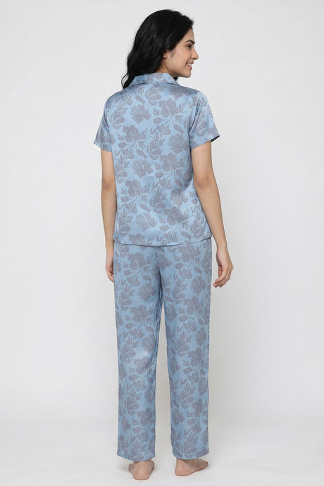 Zivame Satin Pyjama Set - Glacier Lake — image 3